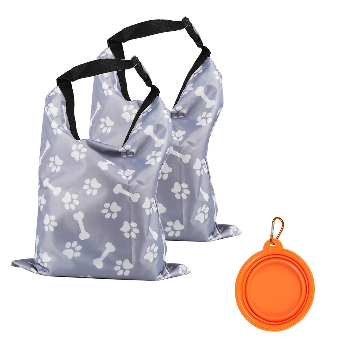 2Packs Dog Travel Bag 10 lb Dog Food Storage Container Airtight Pet Travel Accessories Large Capacity Dog Food Carrier for Campingwith 1Packs Collapsible Dog Travel BowlsPerfect for Camping Trip