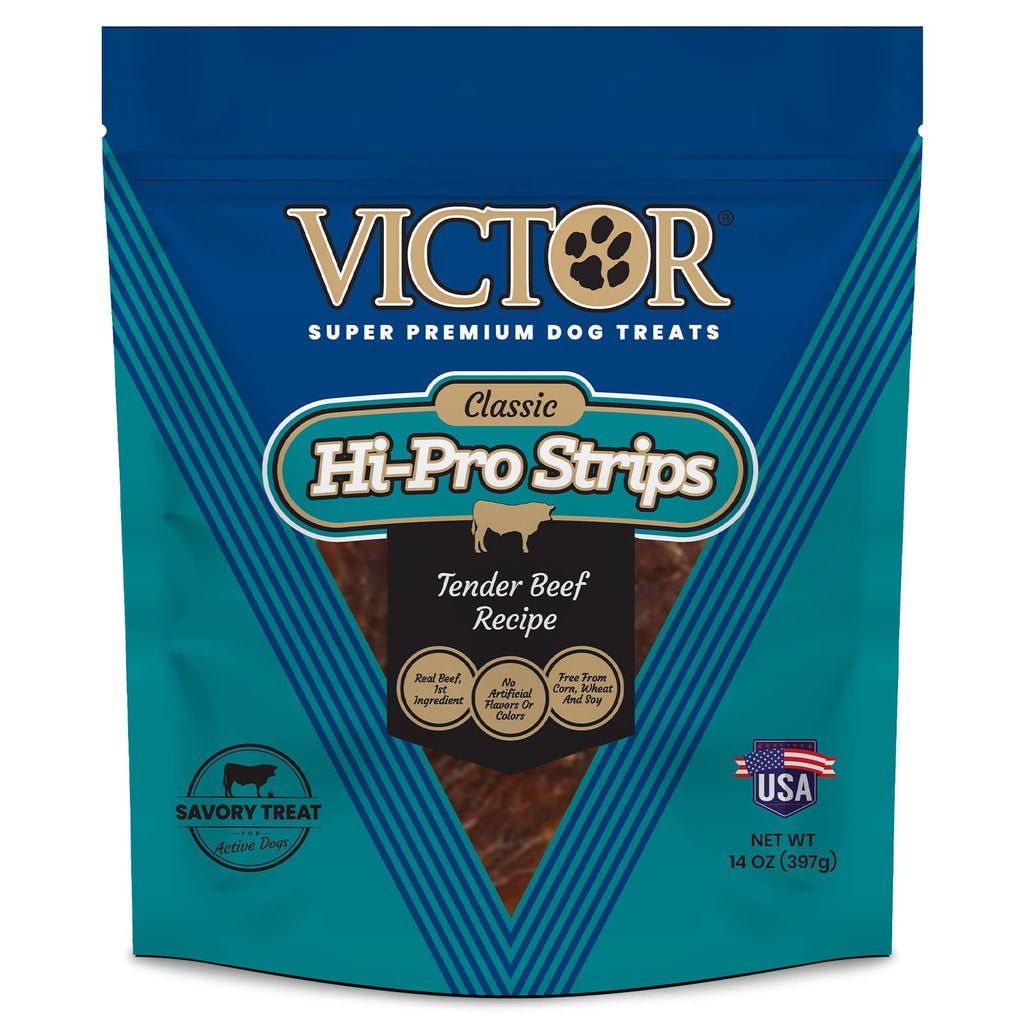 Victor Super Premium Dog Treats – Classic Hi-Pro Strips Dog Treats – Savory Dog Treats with Real Beef – Tender Beef Dog Treats for Active and Sporting Dogs 14 oz