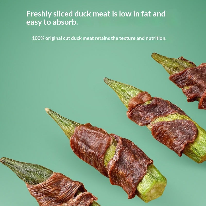 nutritious dog treats with duck and okra